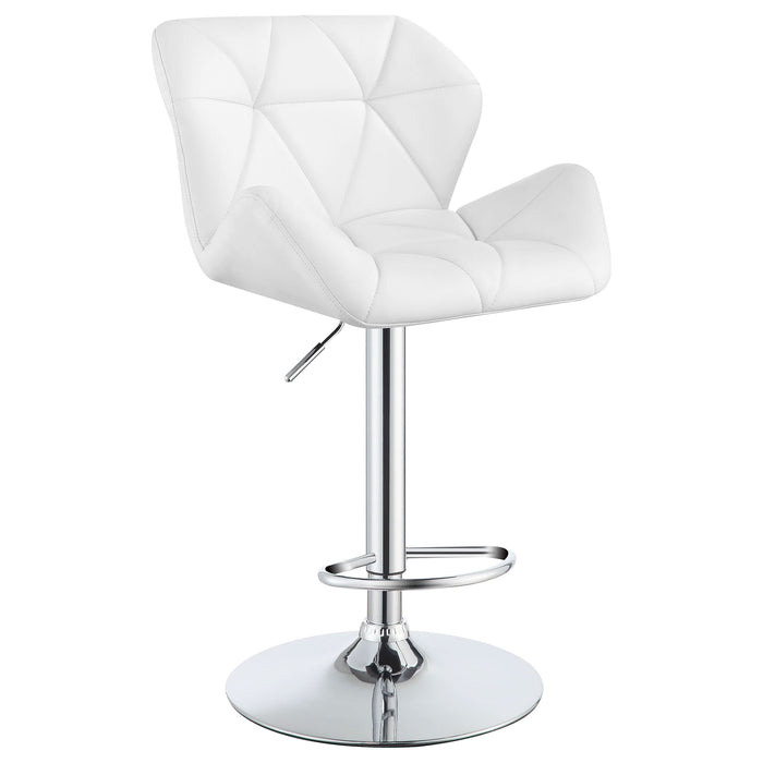 Berrington Upholstered Adjustable Bar Stool White (Set of 2) - Walo Furniture 