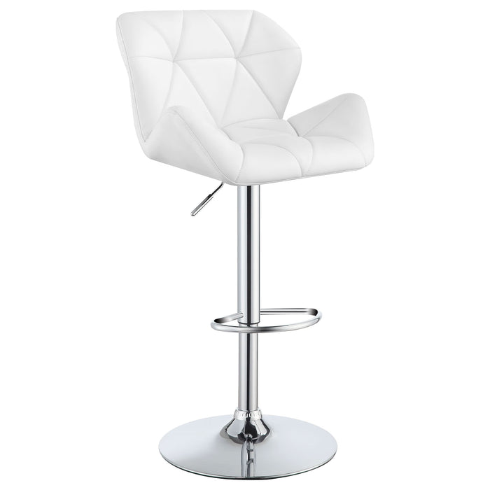 Berrington Upholstered Adjustable Bar Stool White (Set of 2) - Walo Furniture 