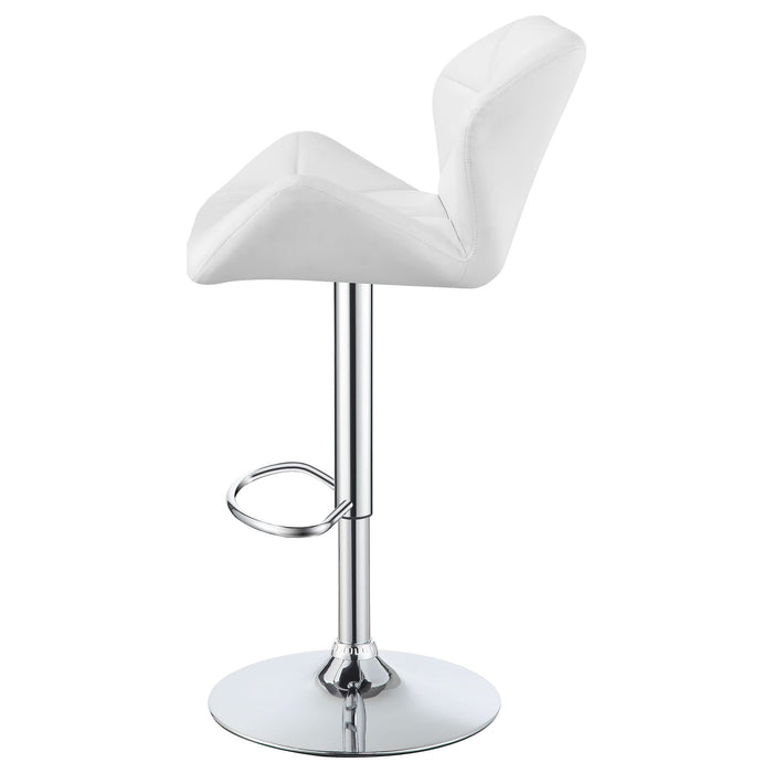 Berrington Upholstered Adjustable Bar Stool White (Set of 2) - Walo Furniture 