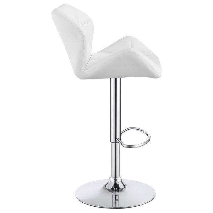 Berrington Upholstered Adjustable Bar Stool White (Set of 2) - Walo Furniture 