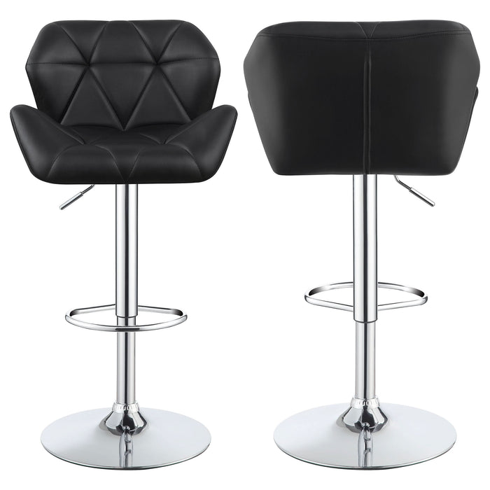 Berrington Upholstered Adjustable Bar Stool Black (Set of 2) - Walo Furniture 