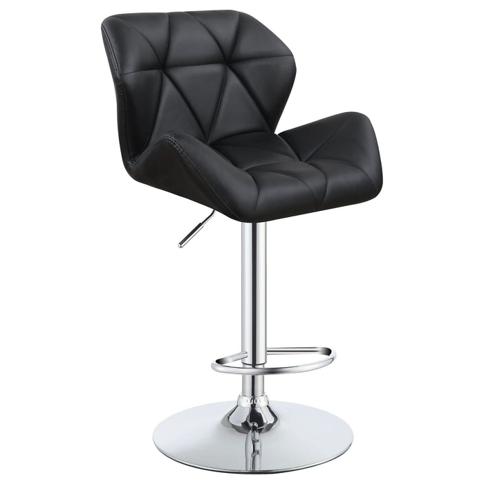 Berrington Upholstered Adjustable Bar Stool Black (Set of 2) - Walo Furniture 