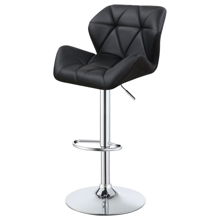 Berrington Upholstered Adjustable Bar Stool Black (Set of 2) - Walo Furniture 