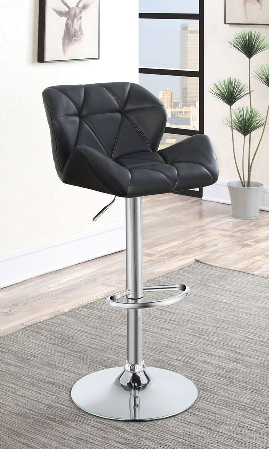 Berrington Upholstered Adjustable Bar Stool Black (Set of 2) - Walo Furniture 