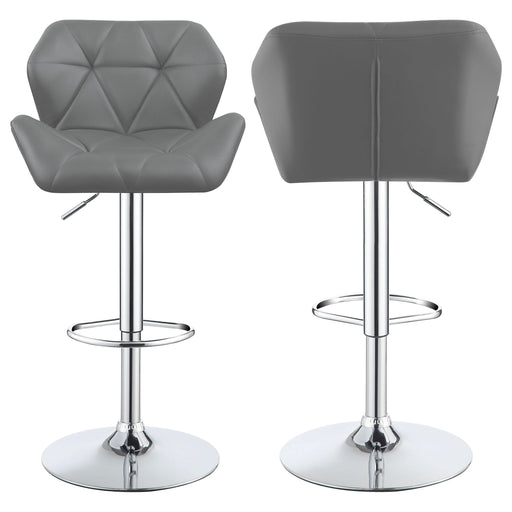 Berrington Upholstered Adjustable Bar Stool Grey (Set of 2) - Walo Furniture 