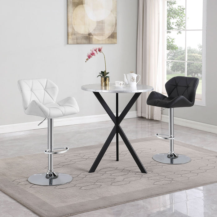 Berrington Upholstered Adjustable Bar Stool Black (Set of 2) - Walo Furniture 