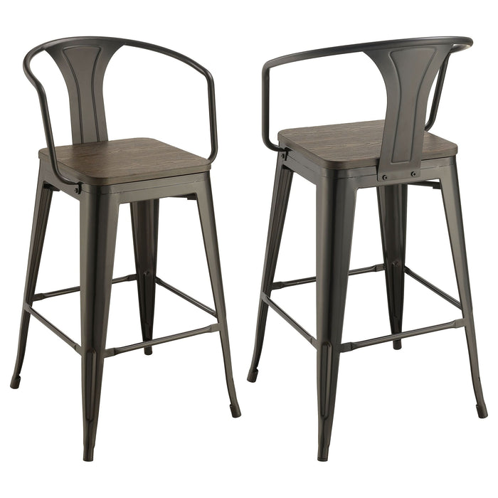 Cavalier Metal Bar Chair Dark Elm and Matte Black (Set of 2) - Walo Furniture 