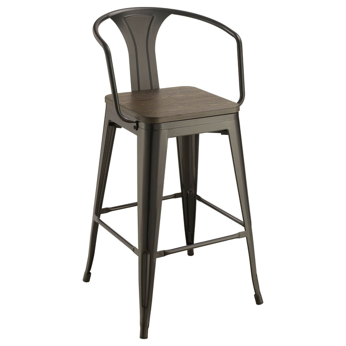 Cavalier Metal Bar Chair Dark Elm and Matte Black (Set of 2) - Walo Furniture 