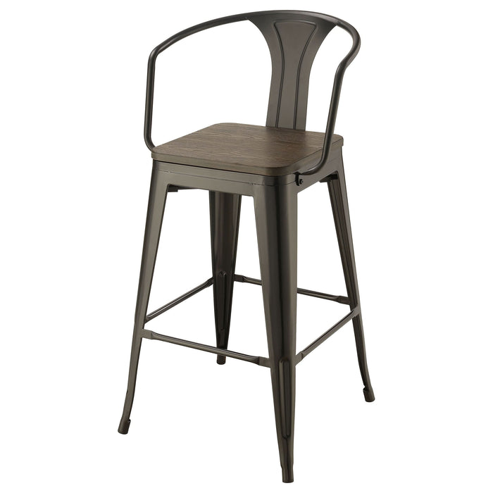 Cavalier Metal Bar Chair Dark Elm and Matte Black (Set of 2) - Walo Furniture 