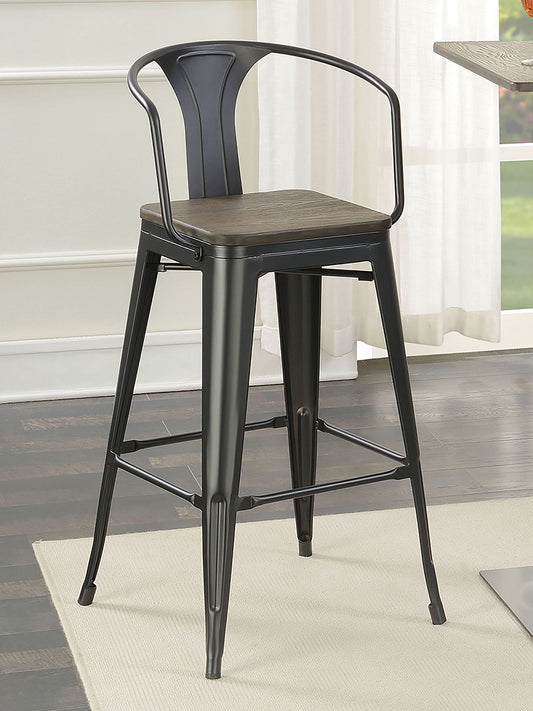 Cavalier Metal Bar Chair Dark Elm and Matte Black (Set of 2) - Walo Furniture 