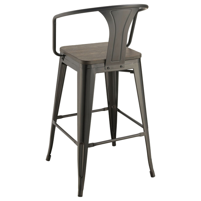 Cavalier Metal Bar Chair Dark Elm and Matte Black (Set of 2) - Walo Furniture 