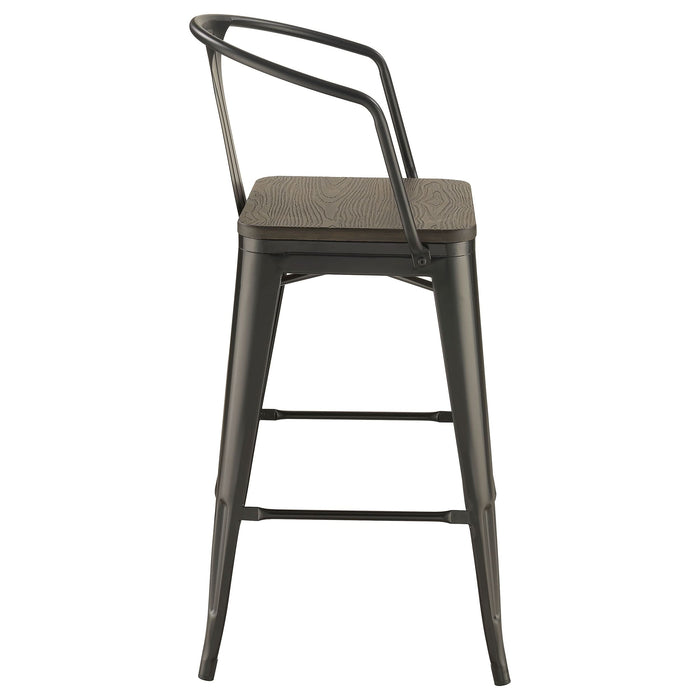 Cavalier Metal Bar Chair Dark Elm and Matte Black (Set of 2) - Walo Furniture 