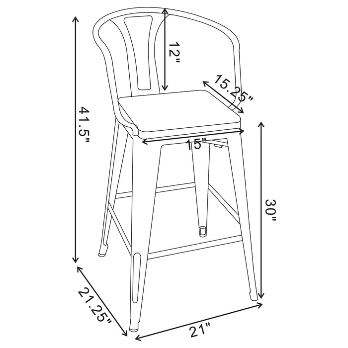 Cavalier Metal Bar Chair Dark Elm and Matte Black (Set of 2) - Walo Furniture 