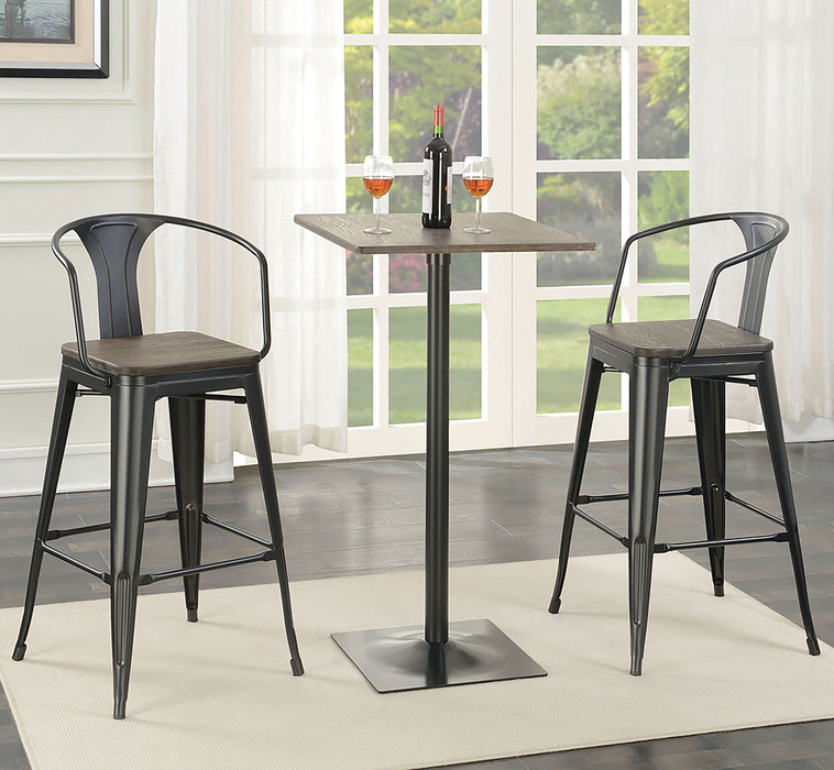 Cavalier Metal Bar Chair Dark Elm and Matte Black (Set of 2) - Walo Furniture 