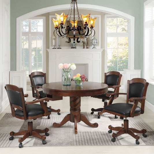 Turk 5-piece 3-in-1 Dining and Game Table Set Tobacco - Walo Furniture 