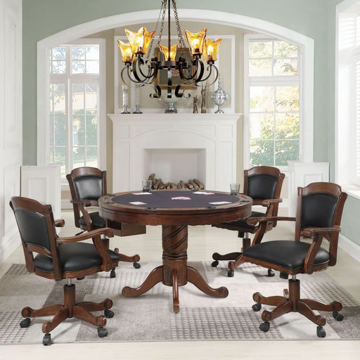 Turk 5-piece 3-in-1 Dining and Game Table Set Tobacco - Walo Furniture 