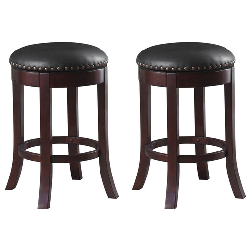 Aboushi Backless Swivel Counter Stool Brown (Set of 2) - Walo Furniture 