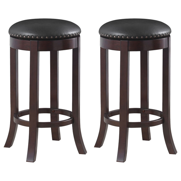 Aboushi Backless Swivel Bar Stool Brown (Set of 2) - Walo Furniture 