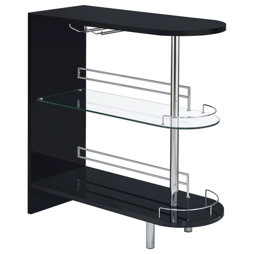 Adolfo Rectangular 2-tier Home Bar Table Black High Gloss - Walo Furniture 