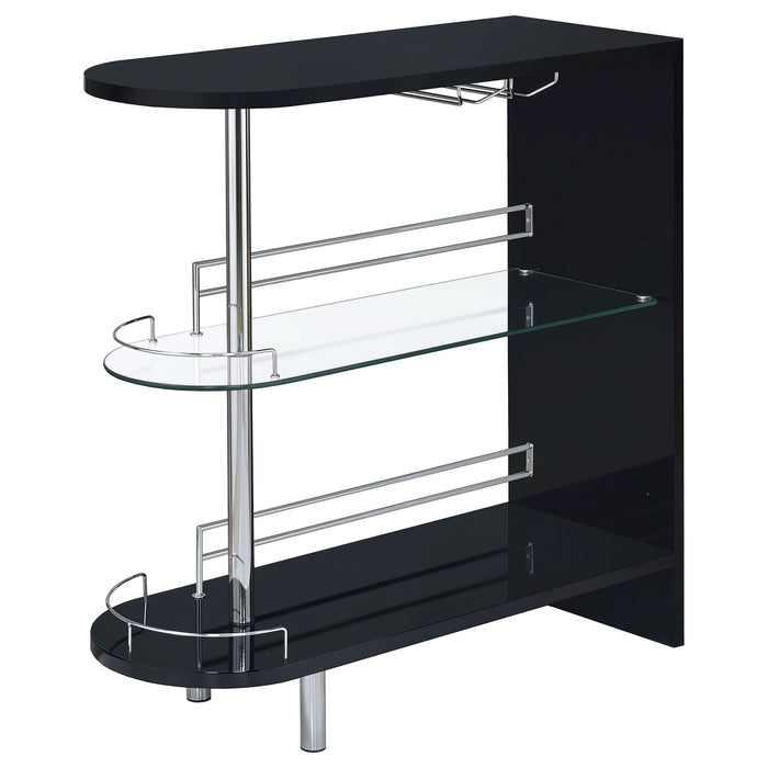 Adolfo Rectangular 2-tier Home Bar Table Black High Gloss - Walo Furniture 