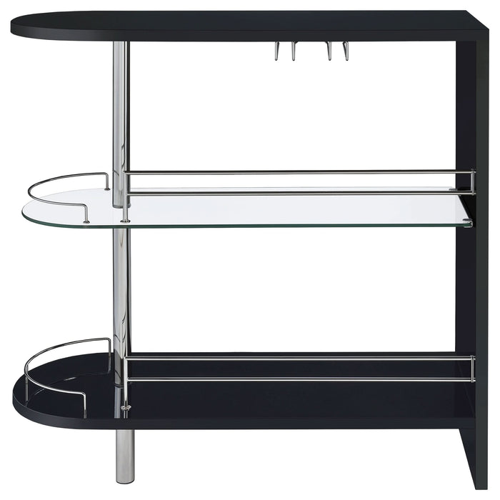 Adolfo Rectangular 2-tier Home Bar Table Black High Gloss - Walo Furniture 