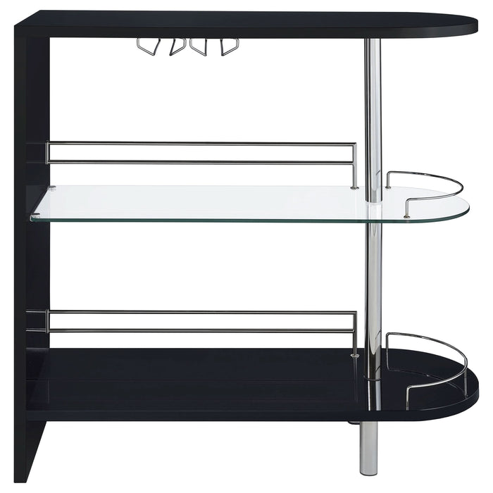 Adolfo Rectangular 2-tier Home Bar Table Black High Gloss - Walo Furniture 