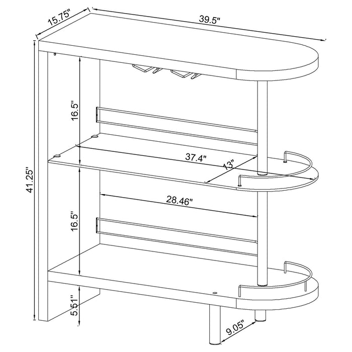 Adolfo Rectangular 2-tier Home Bar Table Black High Gloss - Walo Furniture 