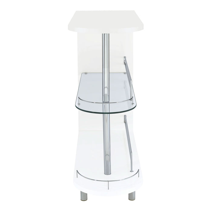 Adolfo Rectangular 2-tier Home Bar Table White High Gloss - Walo Furniture 