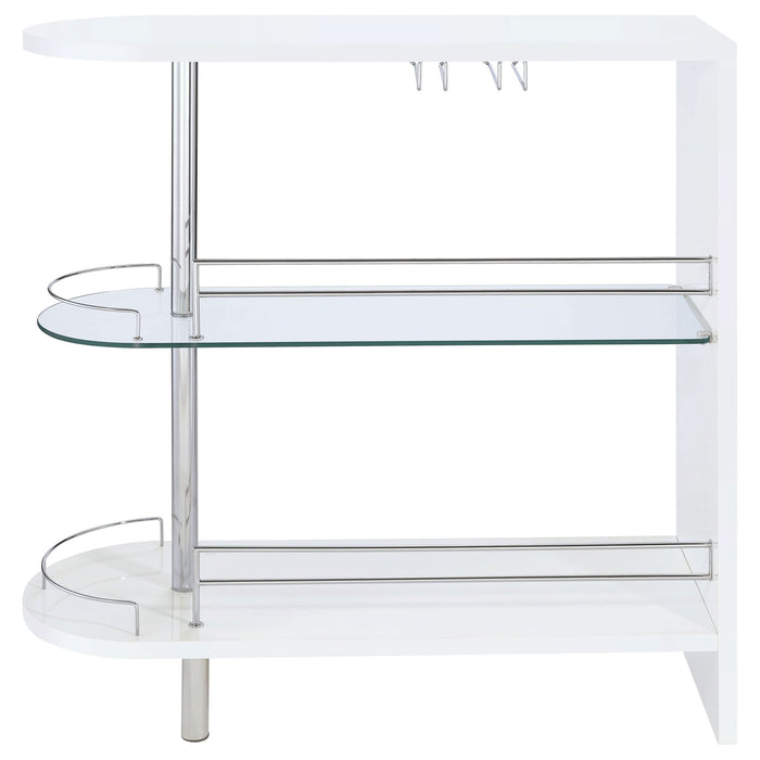 Adolfo Rectangular 2-tier Home Bar Table White High Gloss - Walo Furniture 