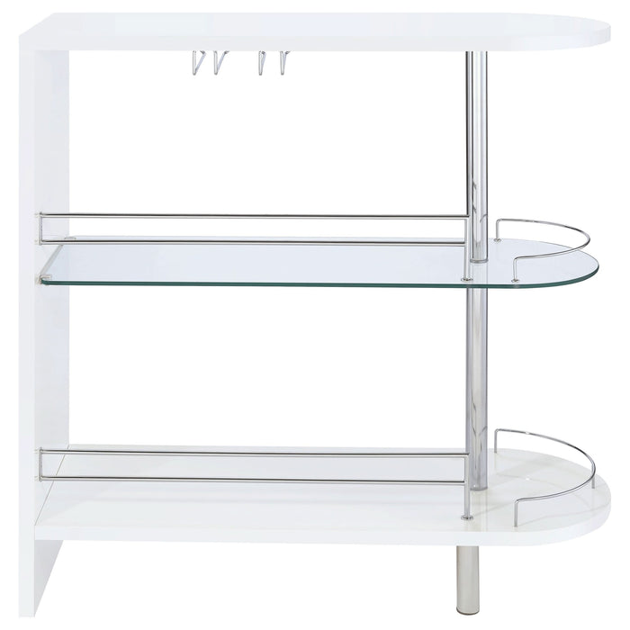 Adolfo Rectangular 2-tier Home Bar Table White High Gloss - Walo Furniture 