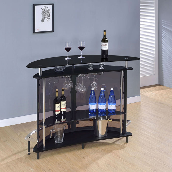 Amarillo Freestanding Glass Top Home Bar Wine Cabinet Black - Walo Furniture 