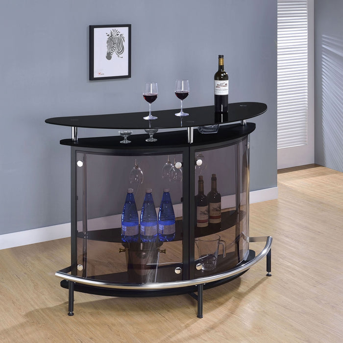 Amarillo Freestanding Glass Top Home Bar Wine Cabinet Black - Walo Furniture 