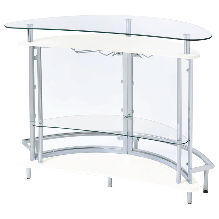 Amarillo Freestanding Glass Top Home Bar Wine Cabinet White - Walo Furniture 