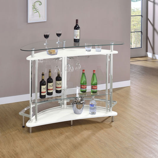 Amarillo Freestanding Glass Top Home Bar Wine Cabinet White - Walo Furniture 