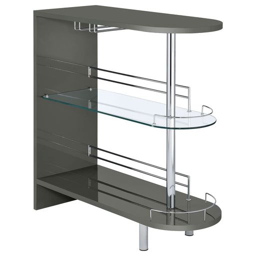 Adolfo Rectangular 2-tier Home Bar Table Grey High Gloss - Walo Furniture 