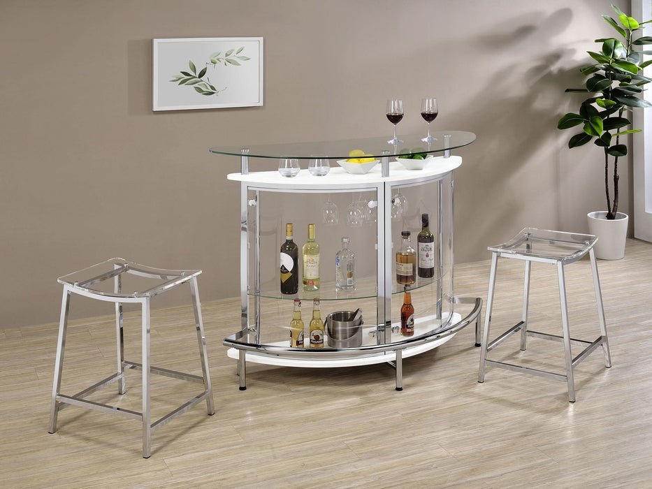 Amarillo Freestanding Glass Top Home Bar Wine Cabinet White - Walo Furniture 