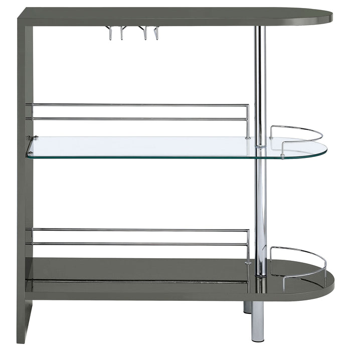 Adolfo Rectangular 2-tier Home Bar Table Grey High Gloss - Walo Furniture 