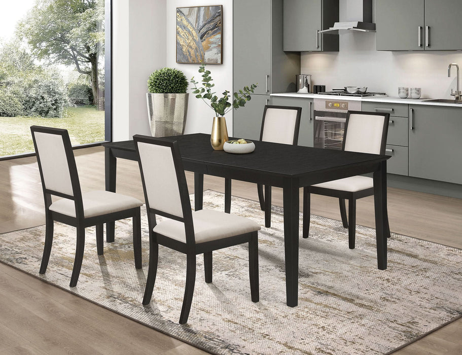 Louise 5-piece Rectangular Extension Leaf Dining Set Black - Walo Furniture 