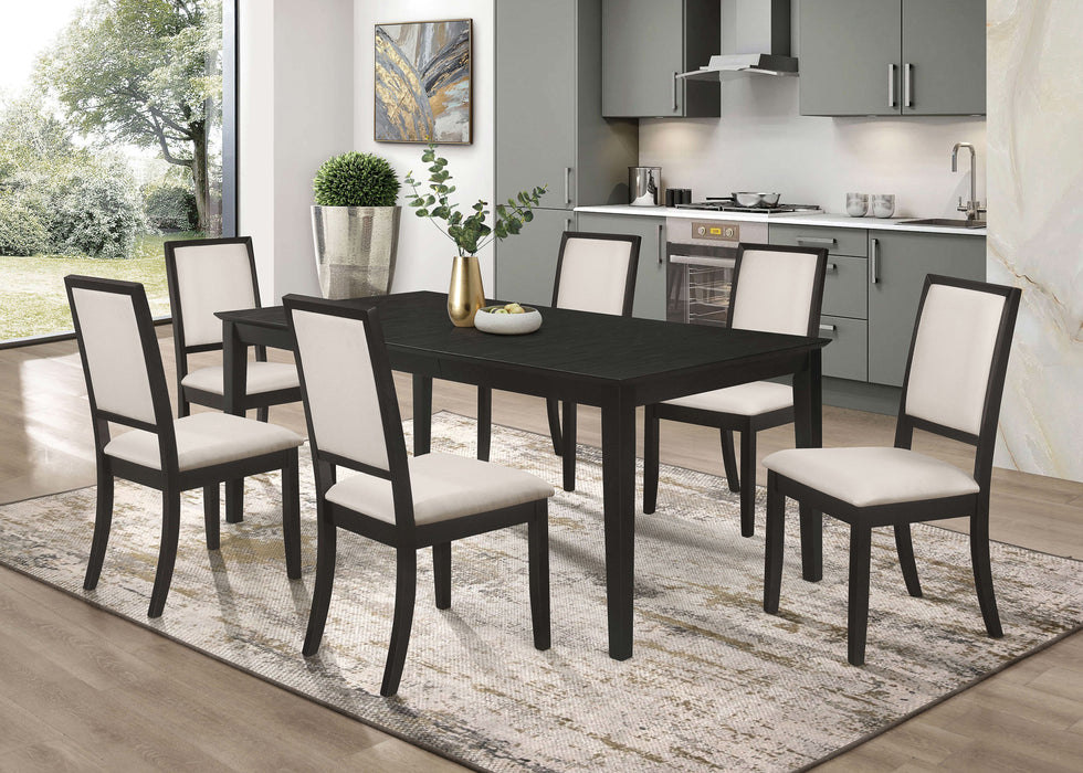 Louise Rectangular 78-inch Extension Leaf Dining Table Black - Walo Furniture 