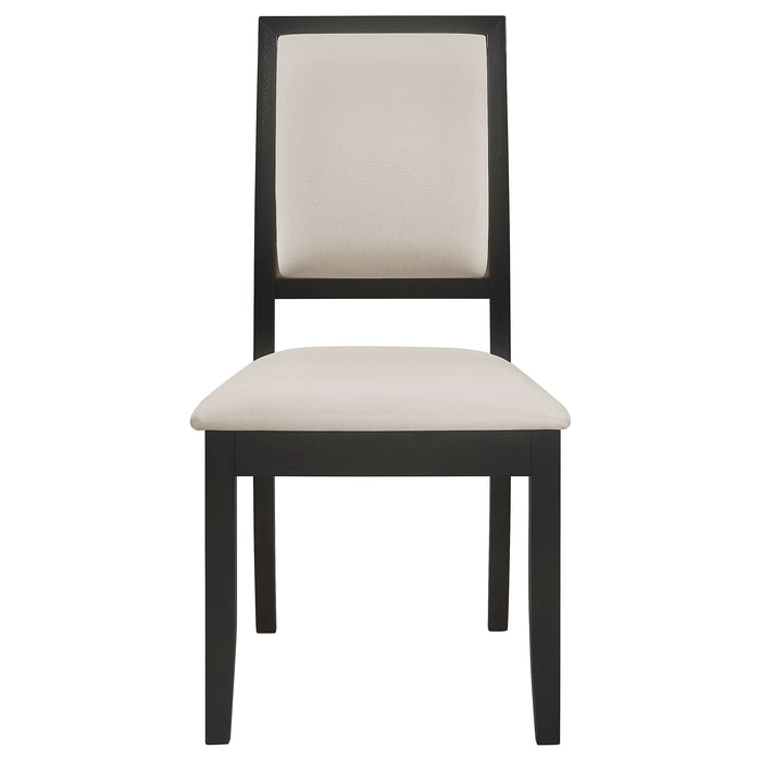 Louise Upholstered Wood Dining Side Chair Black (Set of 2) - Walo Furniture 