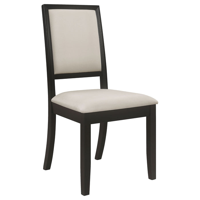 Louise Upholstered Wood Dining Side Chair Black (Set of 2) - Walo Furniture 