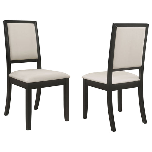 Louise Upholstered Wood Dining Side Chair Black (Set of 2) - Walo Furniture 