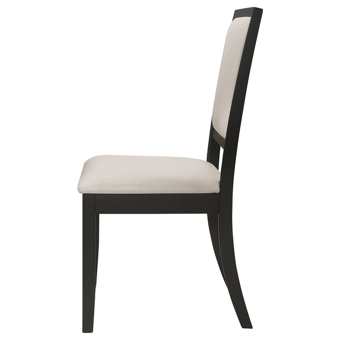 Louise Upholstered Wood Dining Side Chair Black (Set of 2) - Walo Furniture 