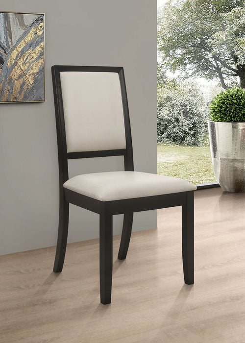 Louise Upholstered Wood Dining Side Chair Black (Set of 2) - Walo Furniture 