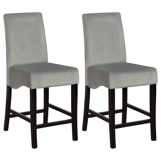 Stanton Velvet Upholstered Counter Chair Grey (Set of 2) - Walo Furniture 