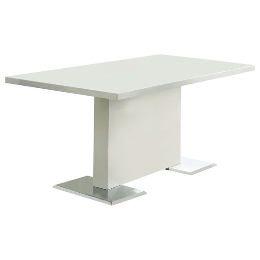 Anges Rectangular 63-inch Dining Table White High Gloss - Walo Furniture 