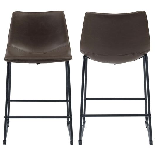 Michelle Upholstered Counter Chair Brown (Set of 2) - Walo Furniture 