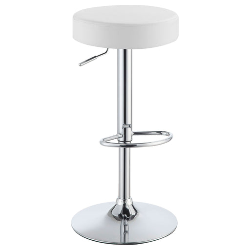 Ramses Adjustable Backless Bar Stool Chrome and White - Walo Furniture 