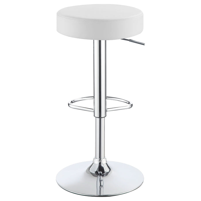 Ramses Adjustable Backless Bar Stool Chrome and White - Walo Furniture 