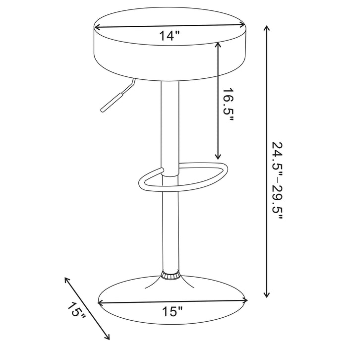 Ramses Adjustable Backless Bar Stool Chrome and White - Walo Furniture 